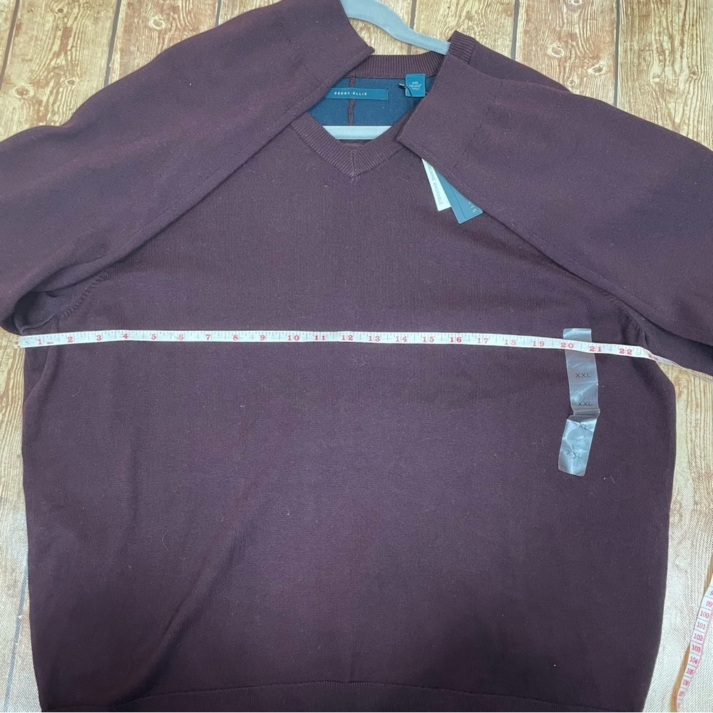 NWT PERRY ELLIS MEN V-NECK SWEATER SIZE XXL MAROON - Picture 7 of 11